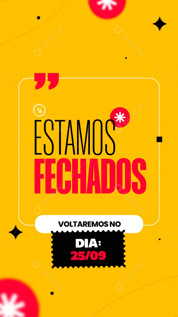Social Media Story Estamos Fechados Comunicado PSD Editável