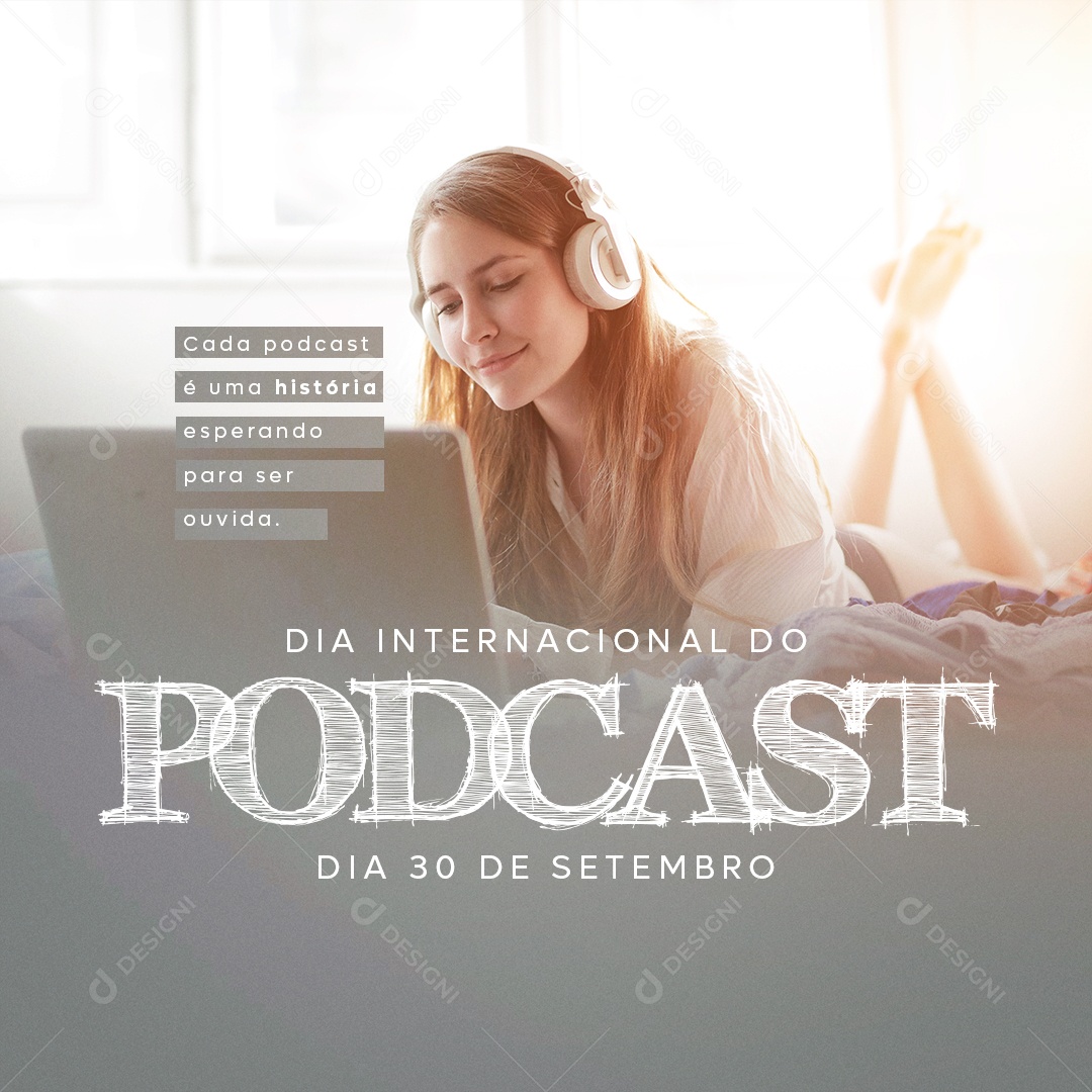 Dia Internacional do Podcast 30 de Setembro é uma História Esperando para ser Ouvida Social Media PSD Editável