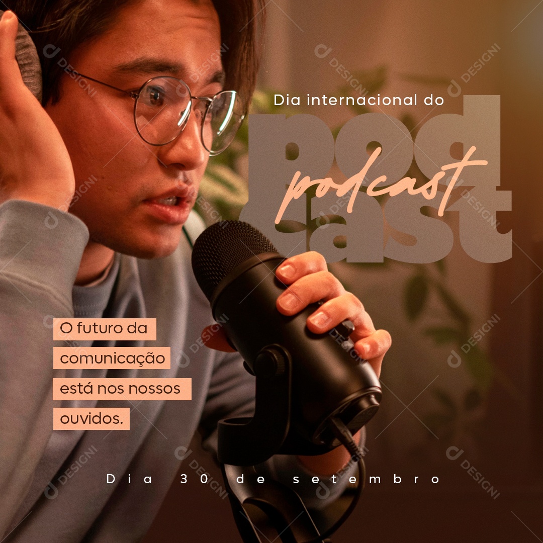 Dia Internacional do Podcast 30 de Setembro Social Media PSD Editável