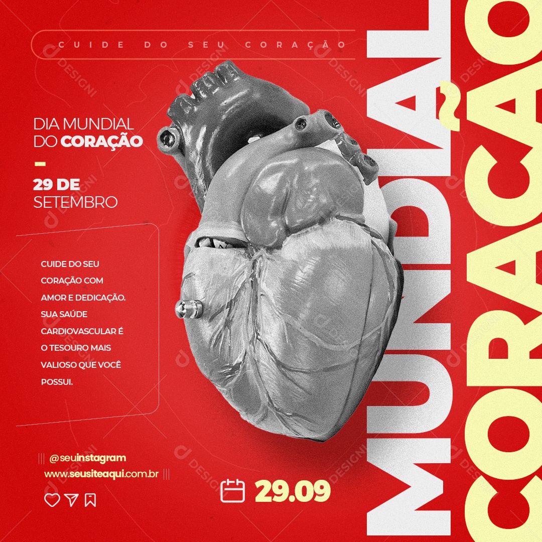 Feed Dia Mundial Do Coração 29 De Setembro Social Media PSD Editável