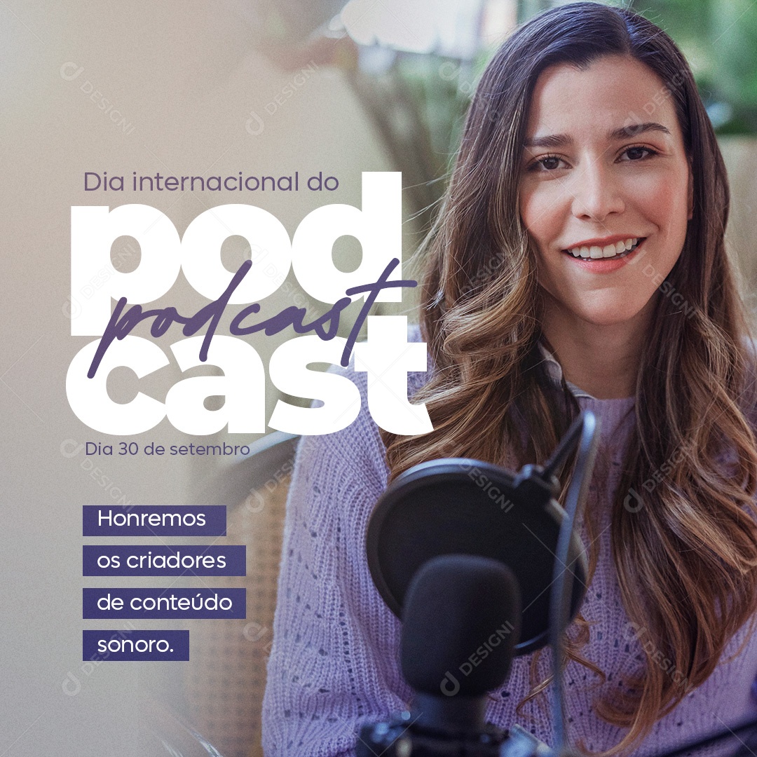Dia Internacional do Podcast 30 de Setembro Horemos os Criadores de Conteúdos Sonoro Social Media PSD Editável