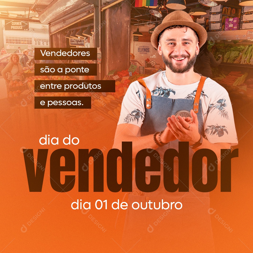 Dia Do Vendedor 01 de Outubro são a Ponte entre Produtos e Pessoas Social Media PSD Editável