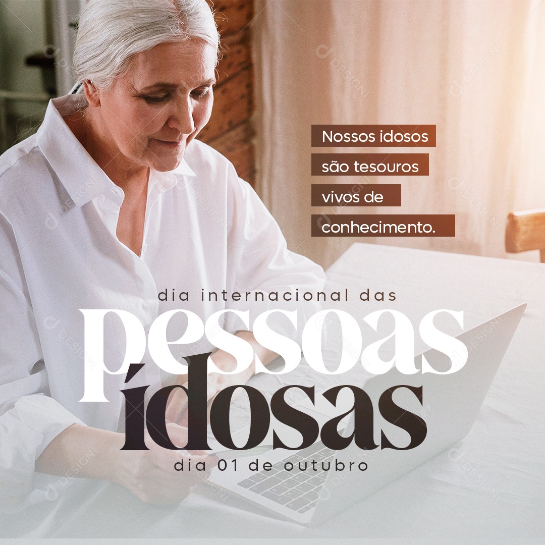 Dia Internacional das Pessoas Idosas 01 de Outubro os Tesouros Vivos de Conhecimento Social Media PSD Editável