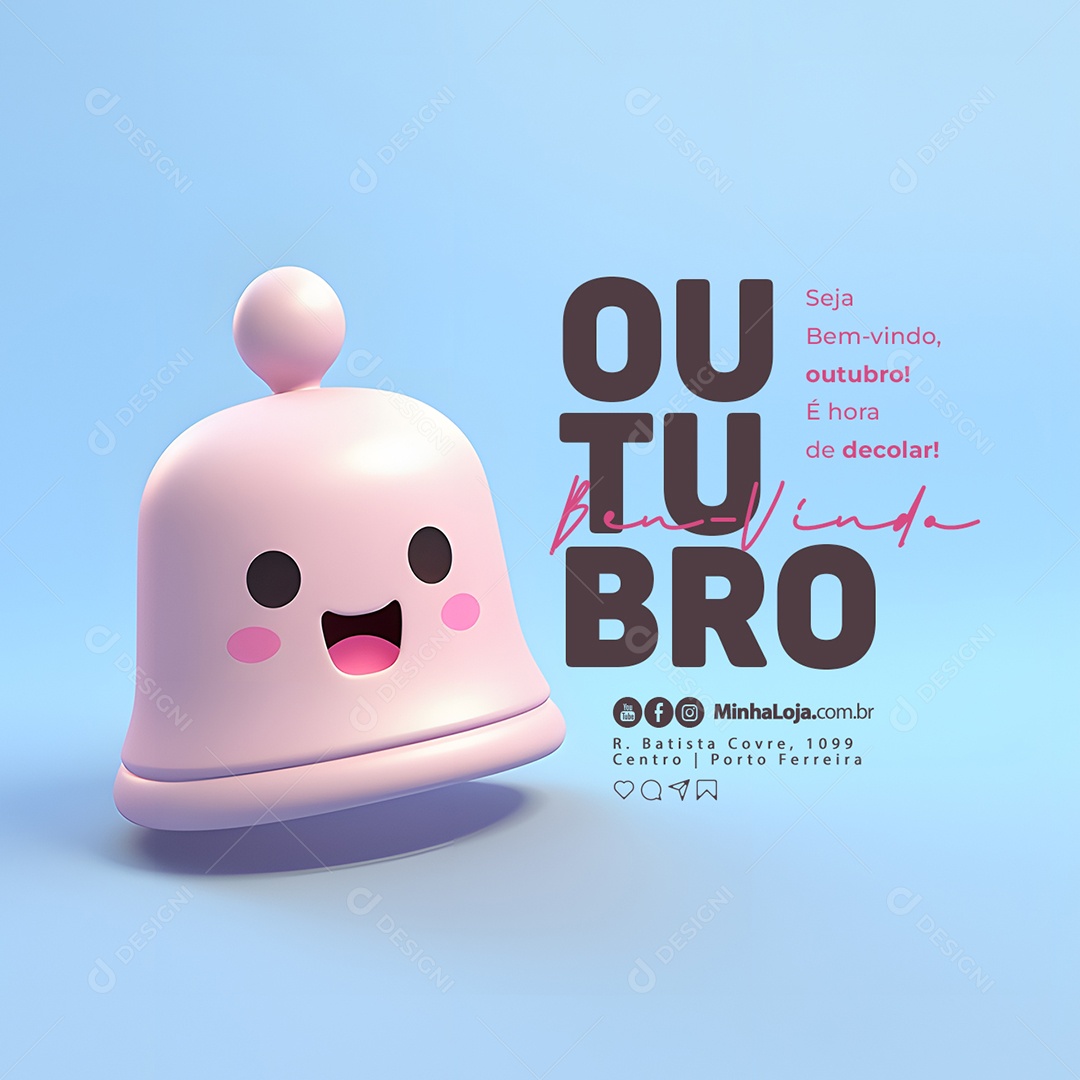 Bem Vindo Outubro é Hora de Decolar Social Media PSD Editável