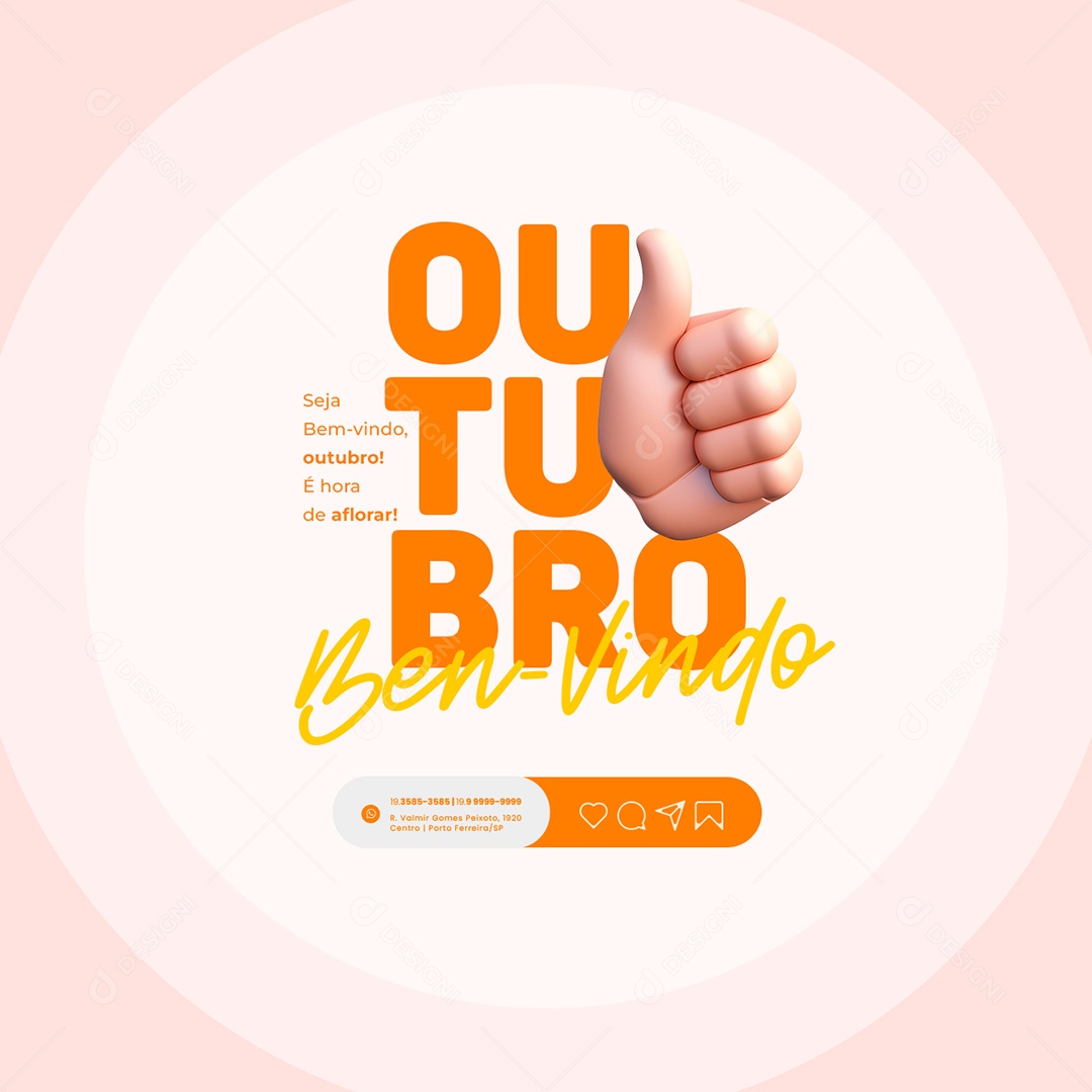 Bem Vindo Outubro é Hora de Aflorar Social Media PSD Editável