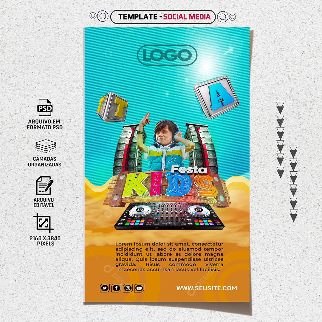 Story Festa Kids Dia Das Crianças Social Media PSD Editável