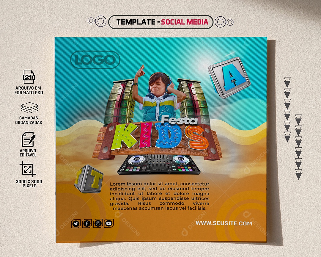 Social Media Feed Festa Kids Dia Das Crianças PSD Editável