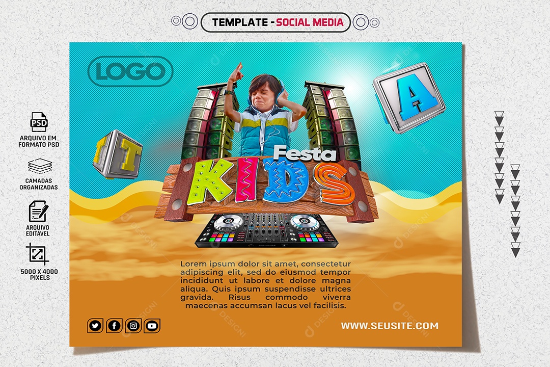 Banner Festa Kids Dia Das Crianças Social Media PSD Editável