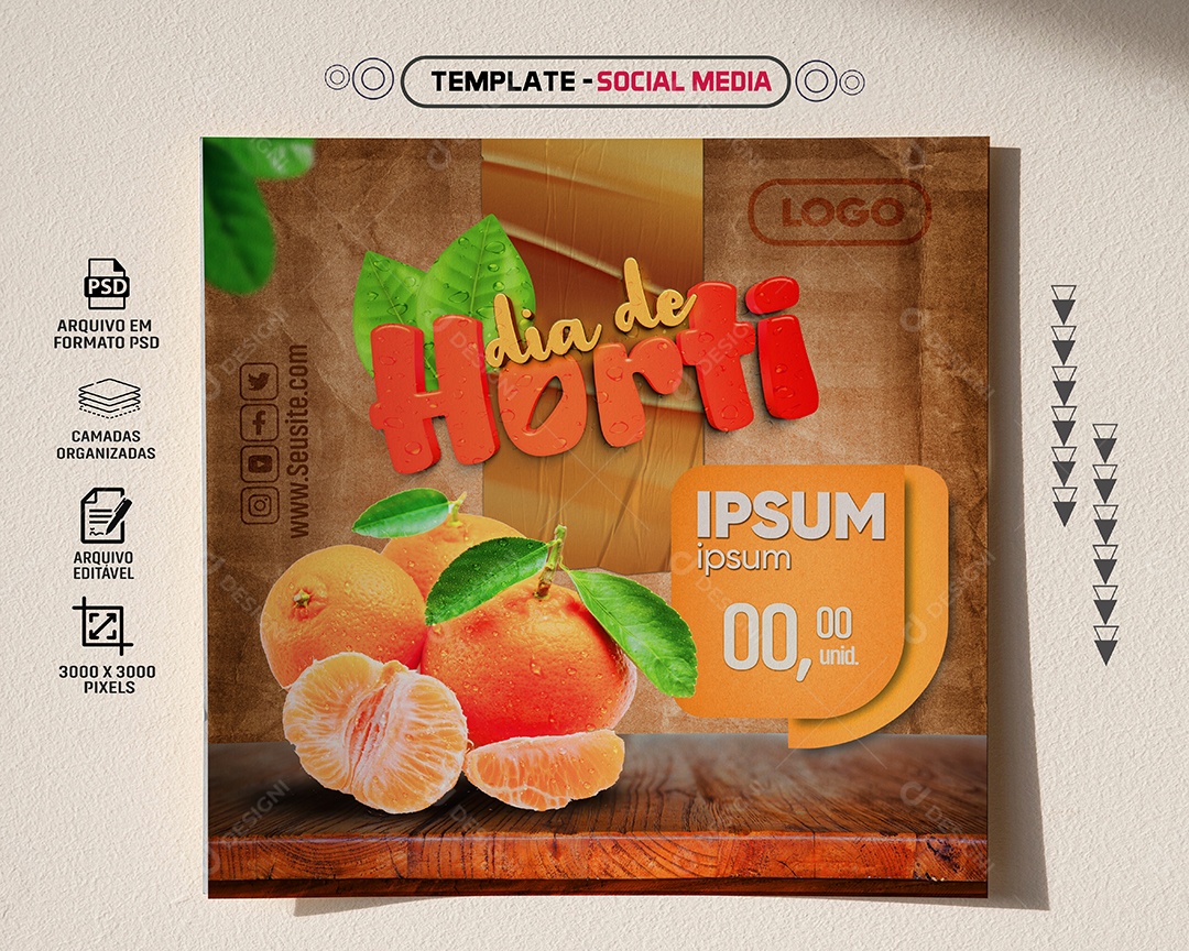 Social Media Feed Dia De Horti PSD Editável