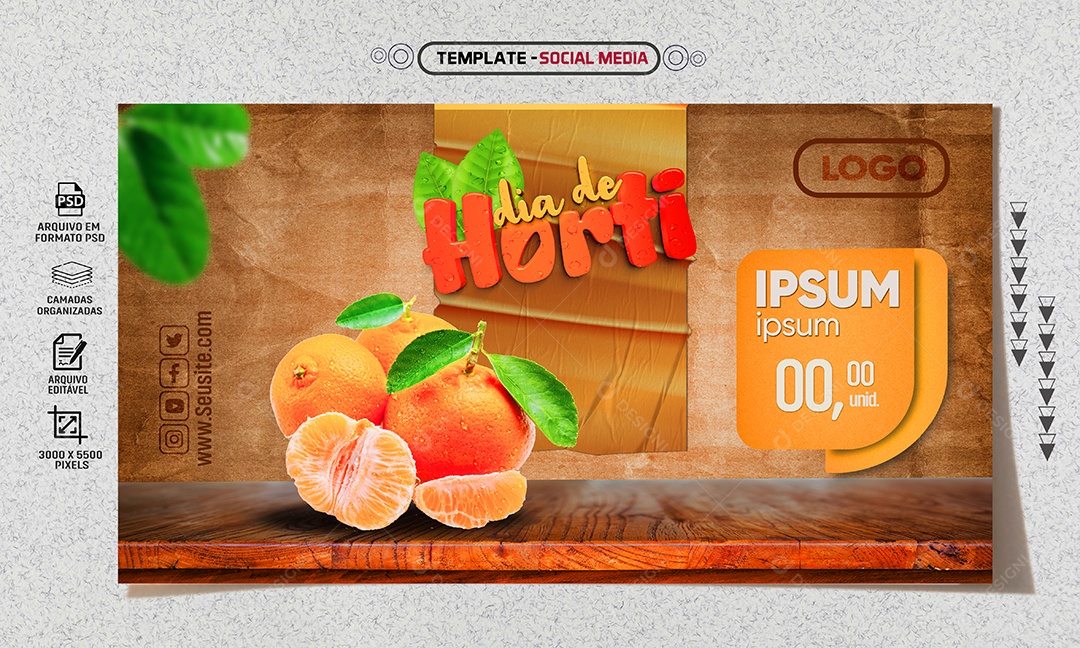 Social Media Banner Dia De Horti PSD Editável