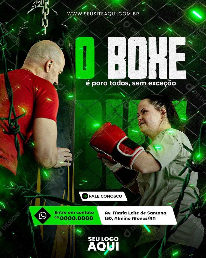 Aulas de Luta O Boxe é para Todos sem Exceção Social Media PSD Editável