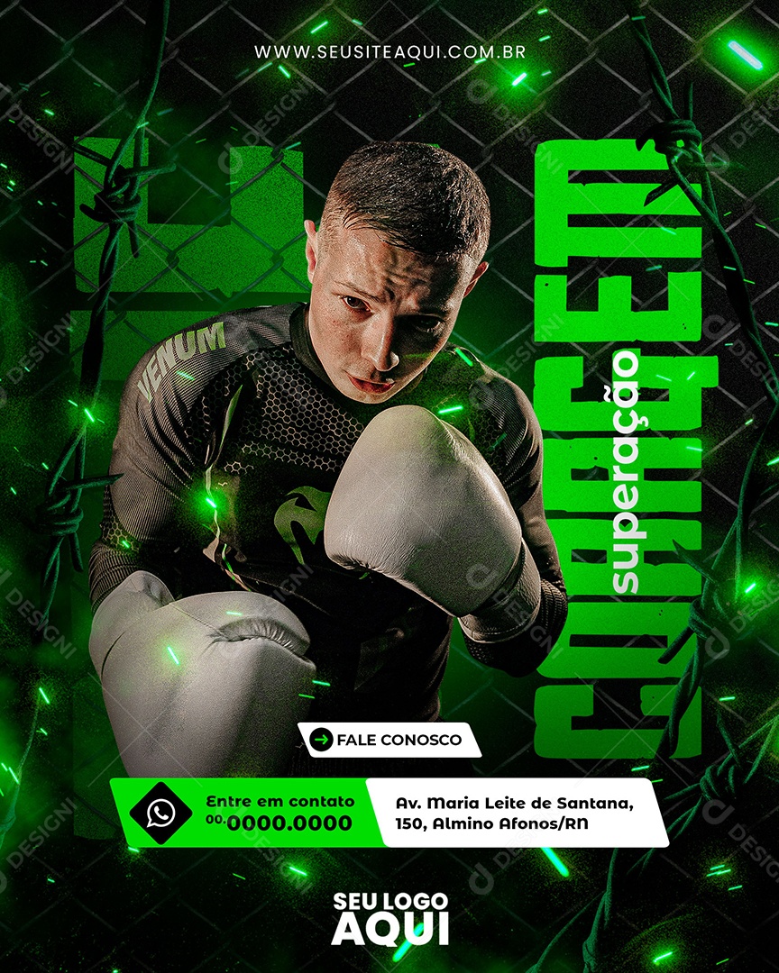 Aulas de Luta Coragem Superação Social Media PSD Editável