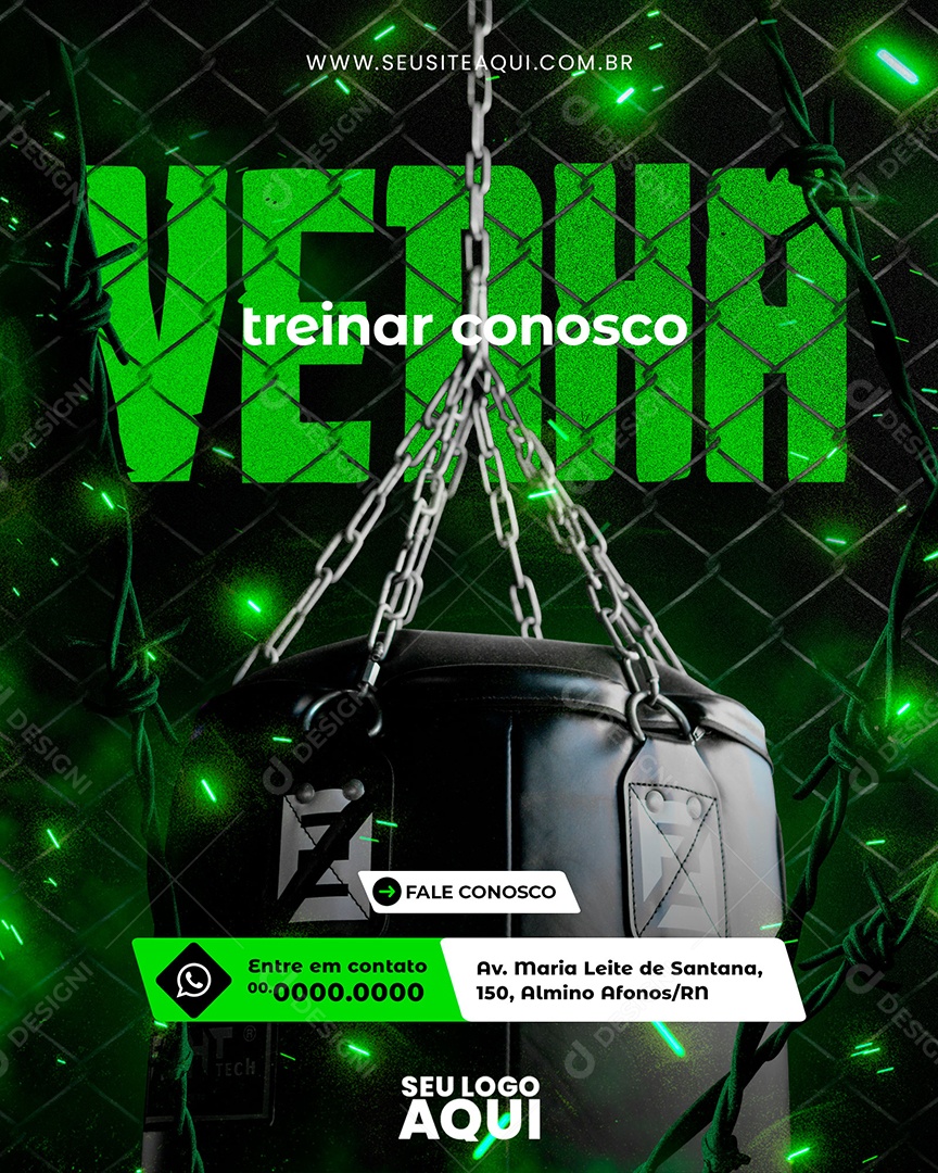 Aulas de Luta Venha Treinar Conosco Social Media PSD Editável