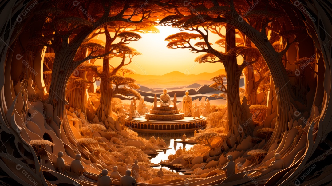 Estátua de buda sobre fundo isolado.