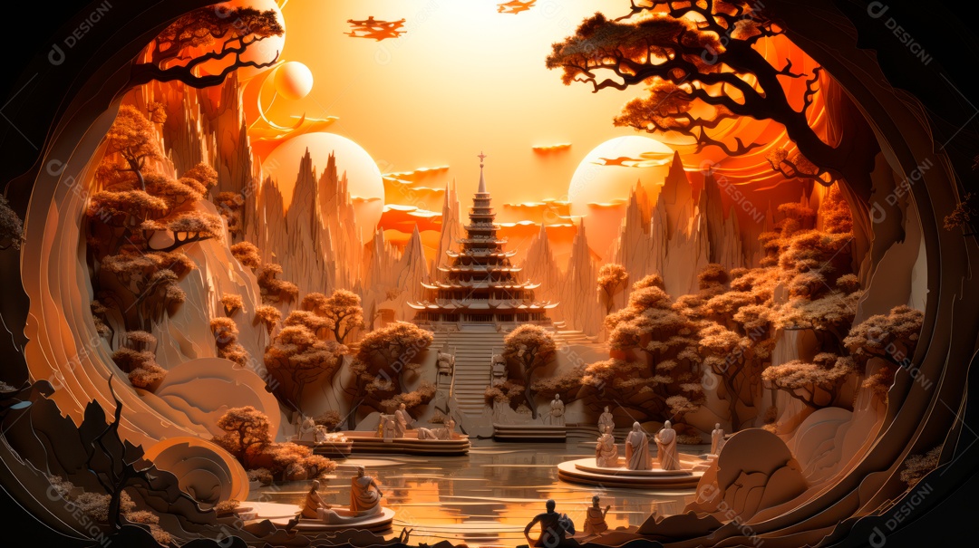 Estátua de buda sobre fundo isolado.