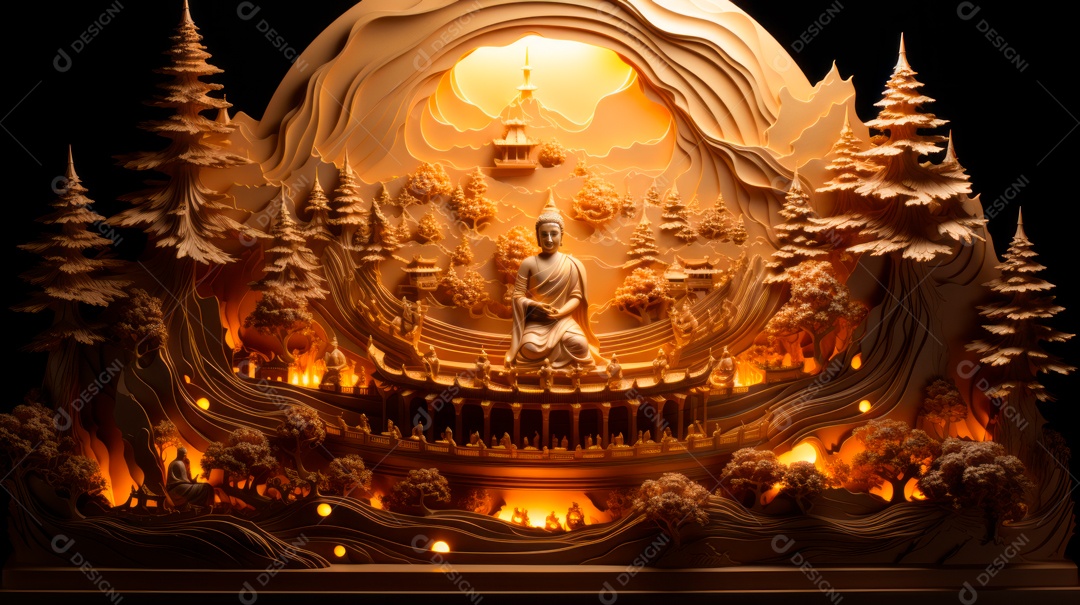 Estátua de buda sobre fundo isolado.