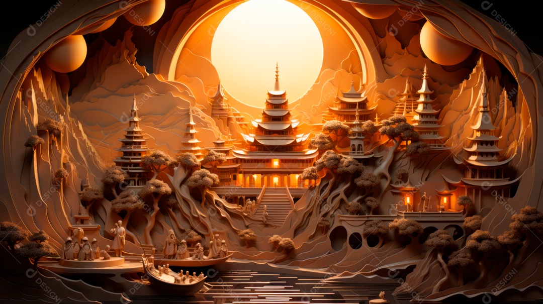 Estátua de buda sobre fundo isolado.