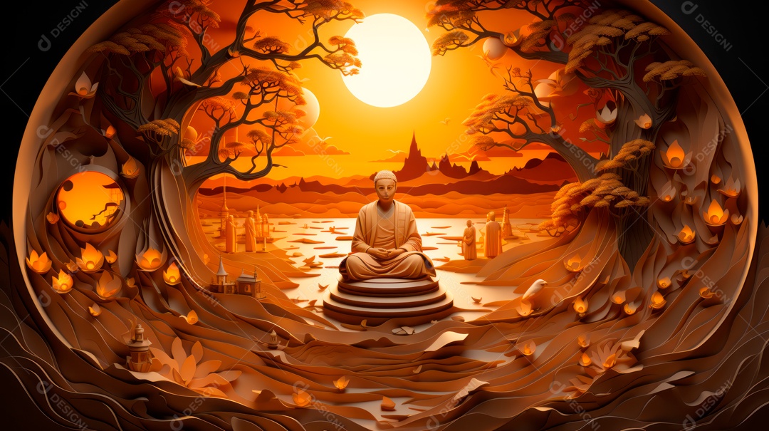 Estátua de buda sobre fundo isolado.