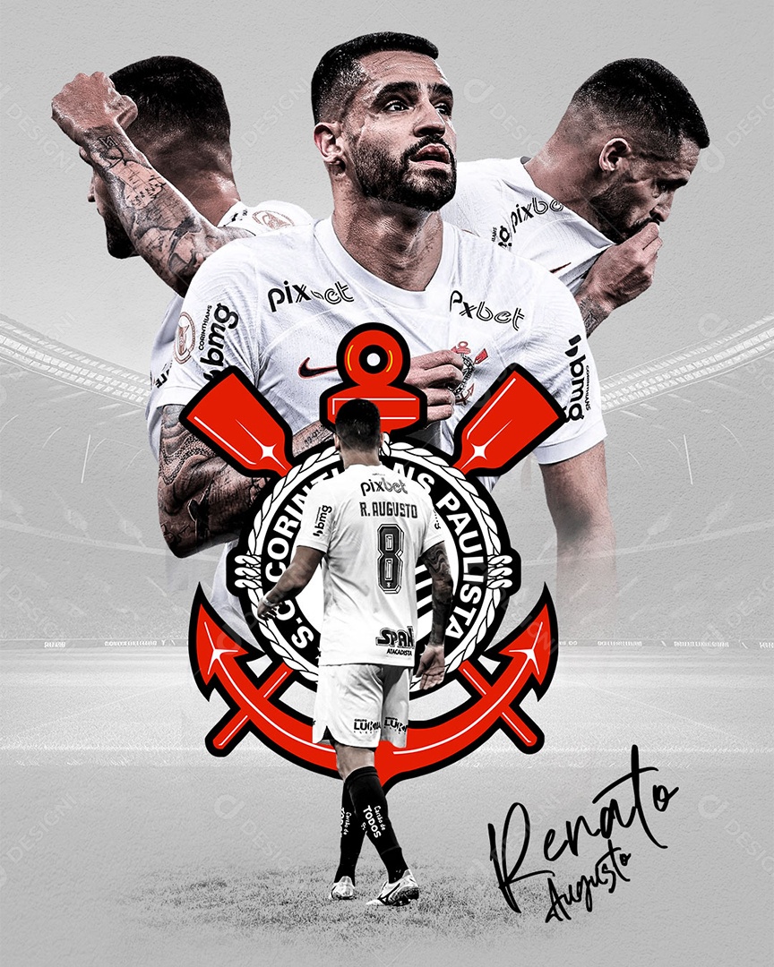 Social Media Flyer Futebol Renato Augusto Corinthians PSD Editável