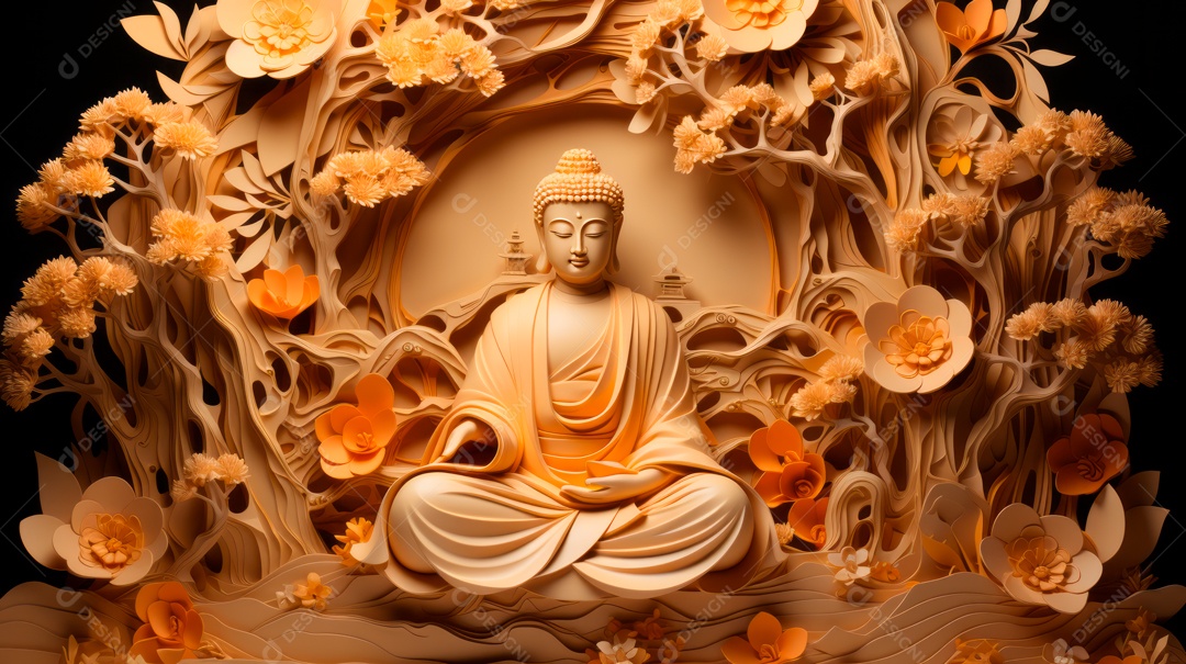 Estátua de buda sobre fundo isolado.