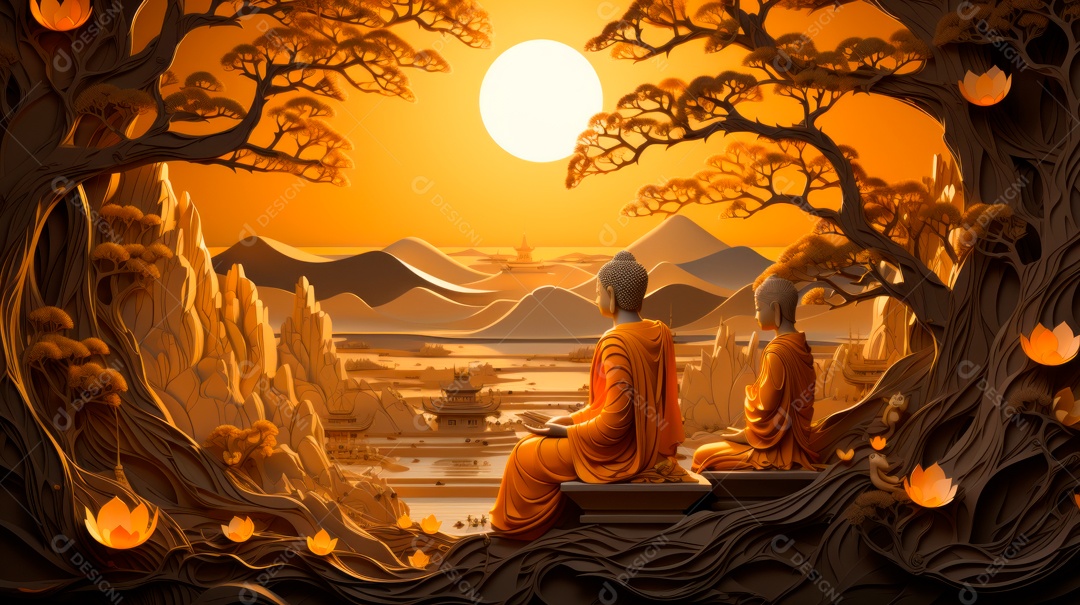 Estátua de buda sobre fundo isolado.