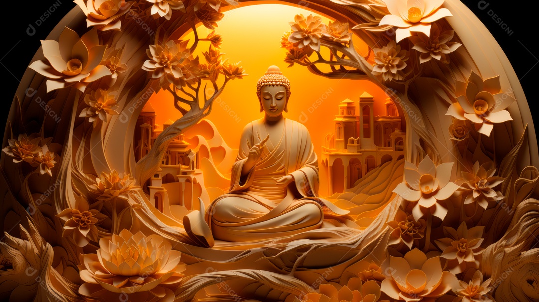 Estátua de buda sobre fundo isolado.