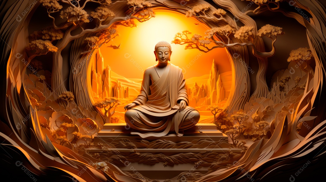 Estátua de buda sobre fundo isolado.