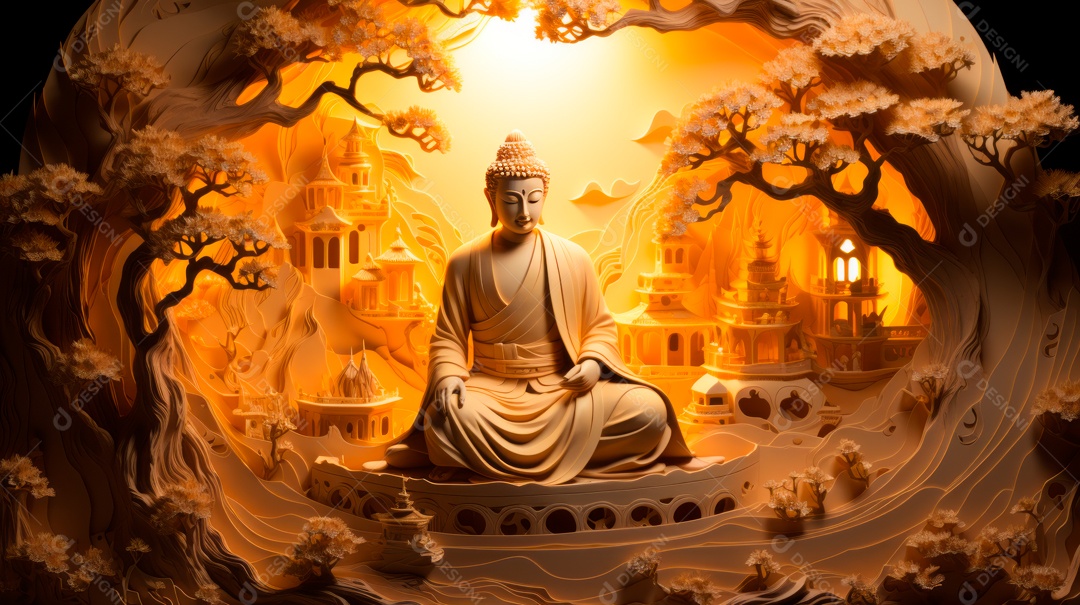 Estátua de buda sobre fundo isolado.