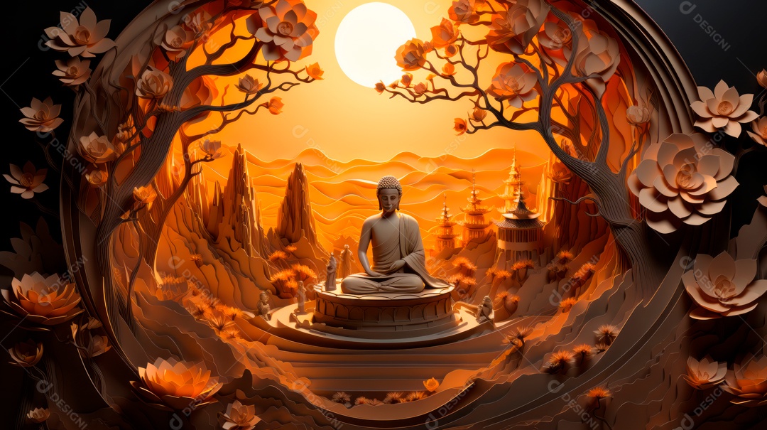 Estátua de buda sobre fundo isolado.