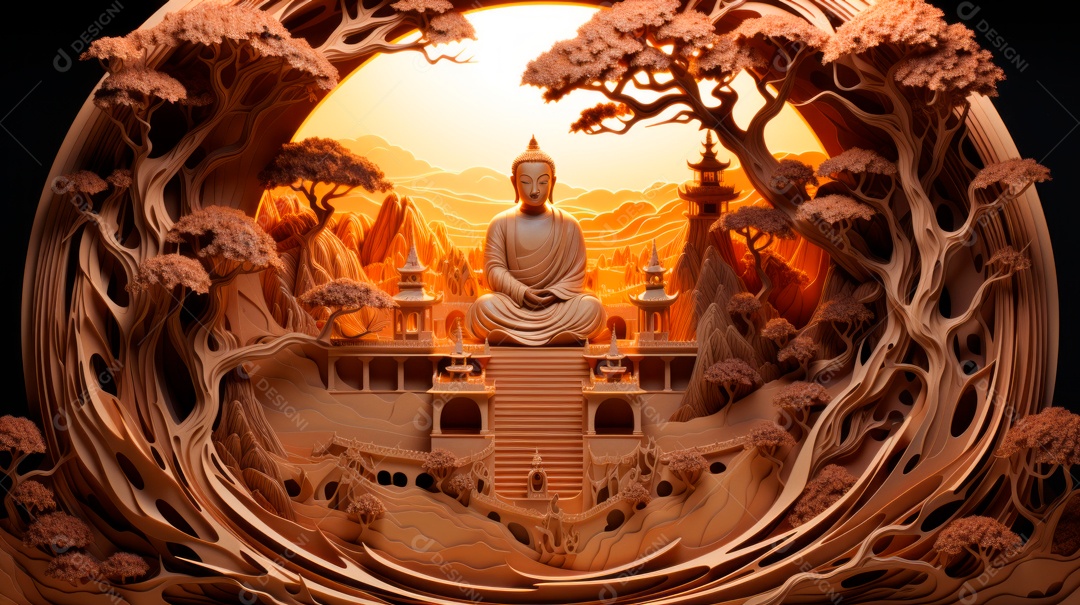 Estátua de buda sobre fundo isolado.