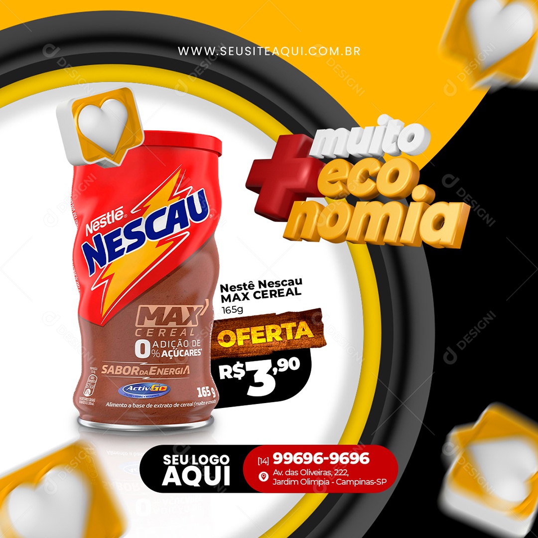 Supermercado Muito Mais Economia Nestê Nescau Social Media PSD Editável