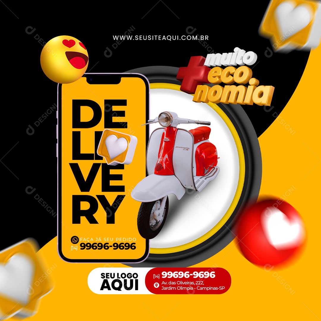 Supermercado Muito Mais Economia Delivery Faça já seu Pedido Social Media PSD Editável
