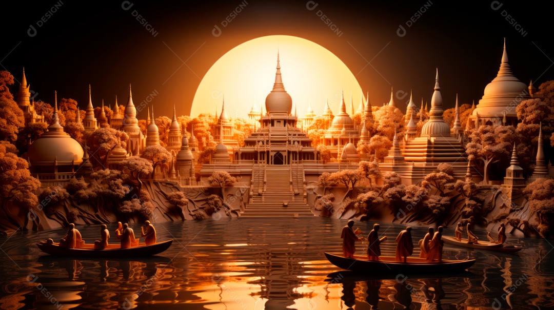 Estátua de buda sobre fundo isolado.