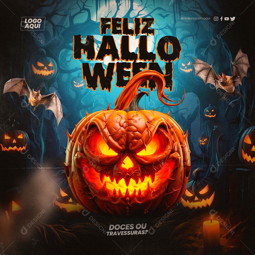 Social Media Feed Feliz Halloween Doces Ou Travessuras PSD Editável