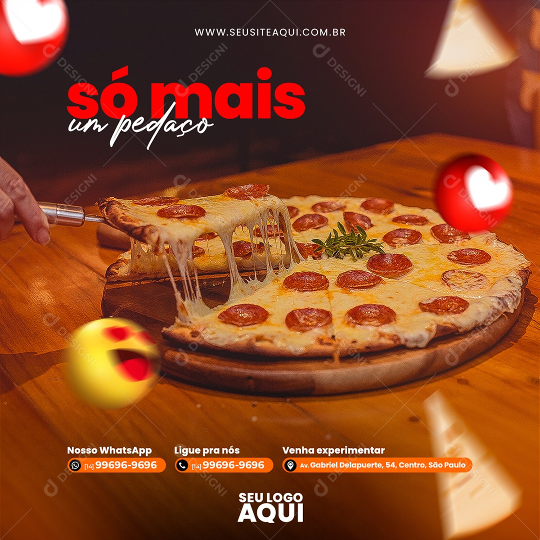 Pizzaria Só Mais um Pedaço Social Media PSD Editável