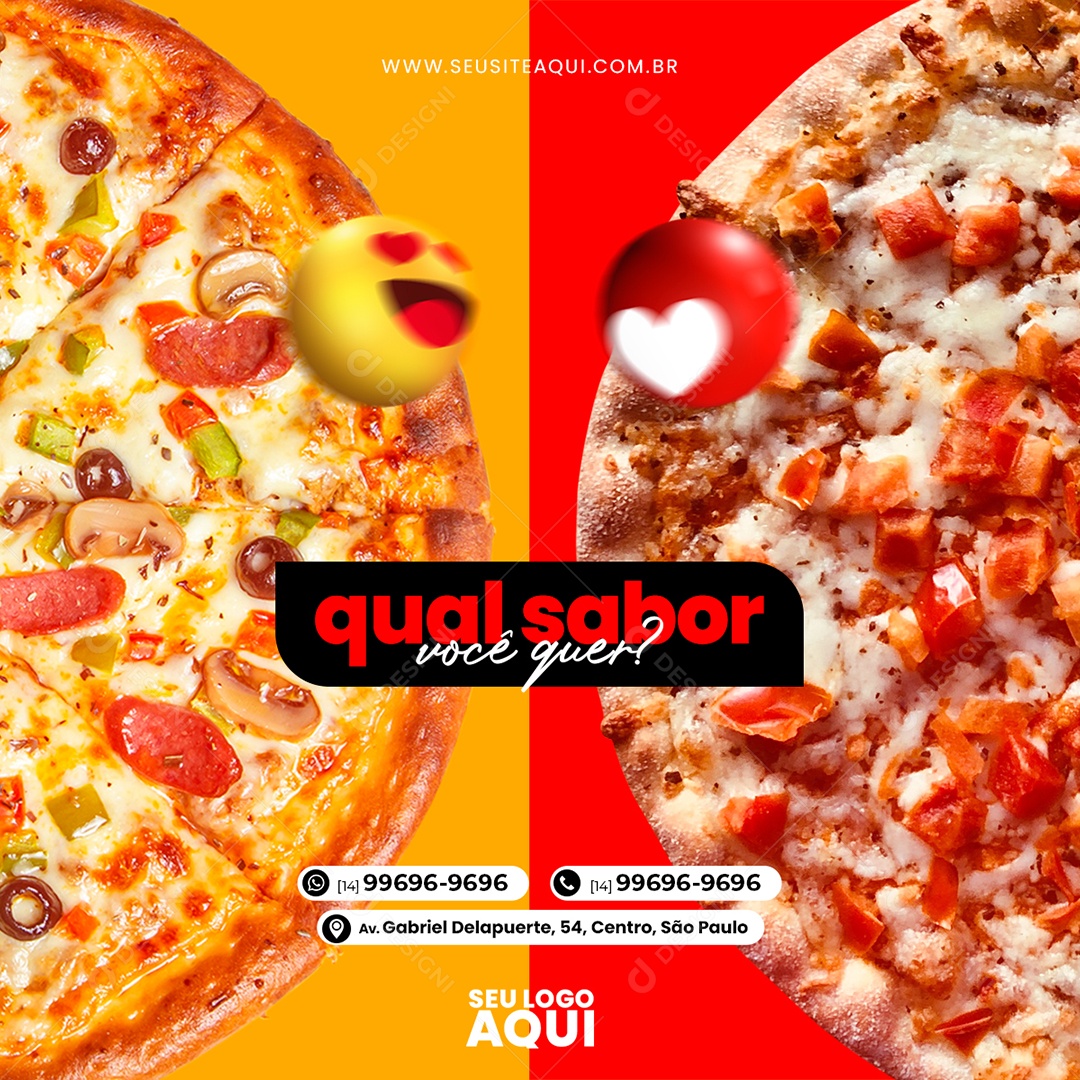 Pizzaria Qual Sabor Você Quer Social Media PSD Editável