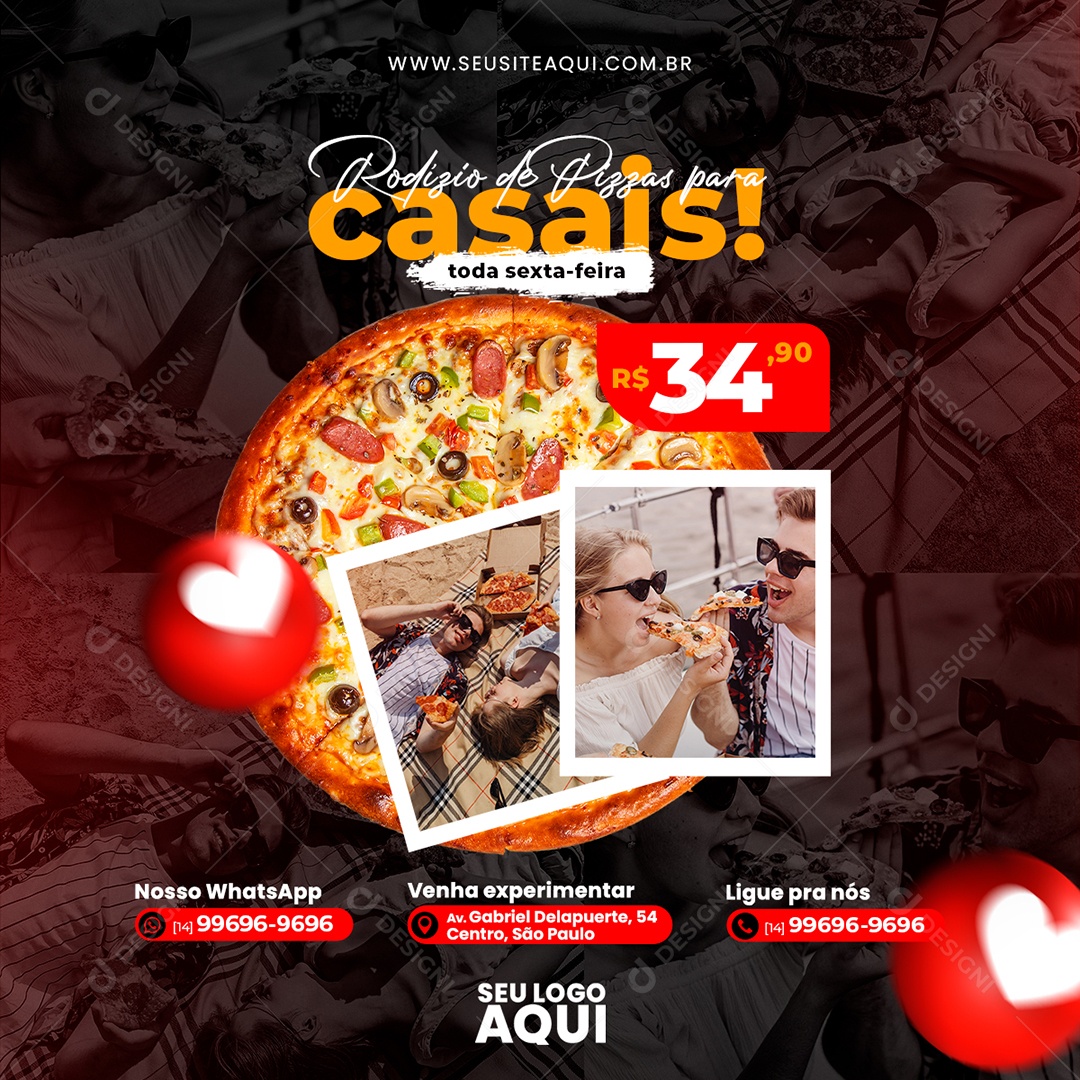 Pizzaria Pizza Roll for Every Friday Social Media Editable PSD