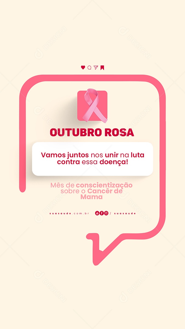 Story Outubro Rosa Mês de Conscientização ao Câncer de Mama Social Media PSD Editável