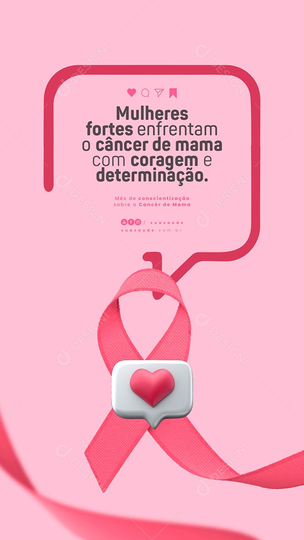 Story Outubro Rosa Mês de Conscientização ao Câncer de Mama Social Media PSD Editável