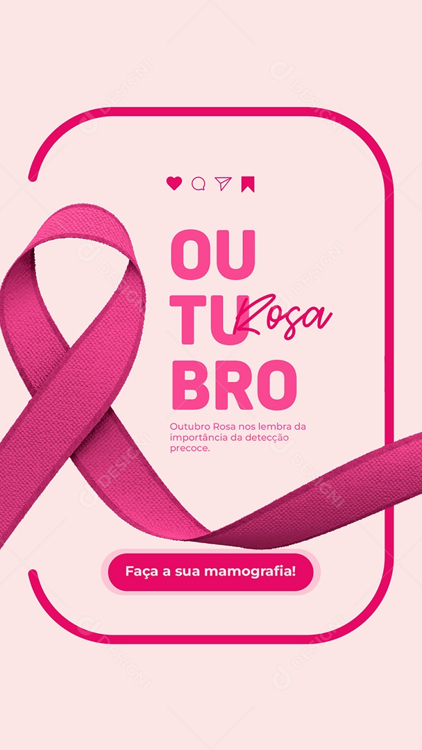Story Outubro Rosa Mês de Conscientização e Prevenção ao Câncer de Mama Social Media PSD Editável