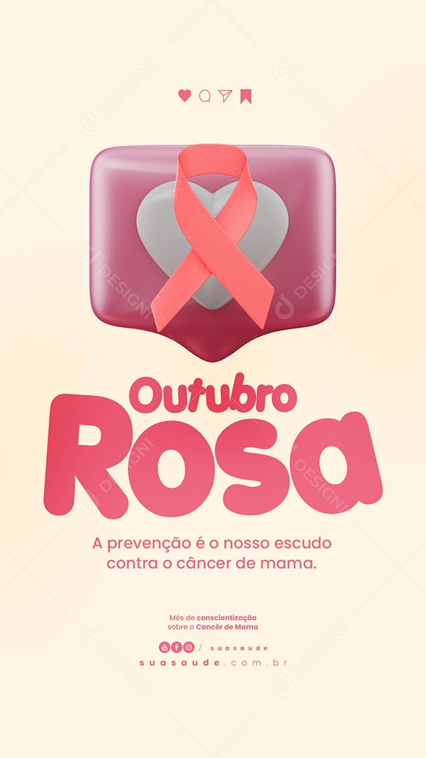 Story Outubro Rosa Mês de Conscientização ao Câncer de Mama Social Media PSD Editável