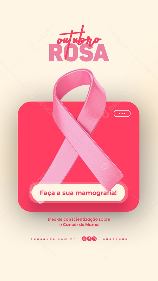 Story Outubro Rosa Mês de Conscientização ao Câncer de Mama Social Media PSD Editável