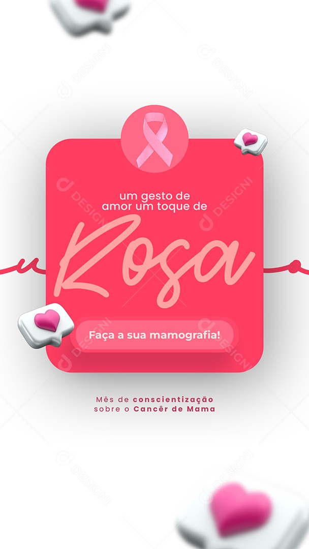 Story Outubro Rosa Um Gesto de Amor um Toque um Toque de Rosa Mês de Conscientização ao Câncer de Mama Social Media PSD Editável