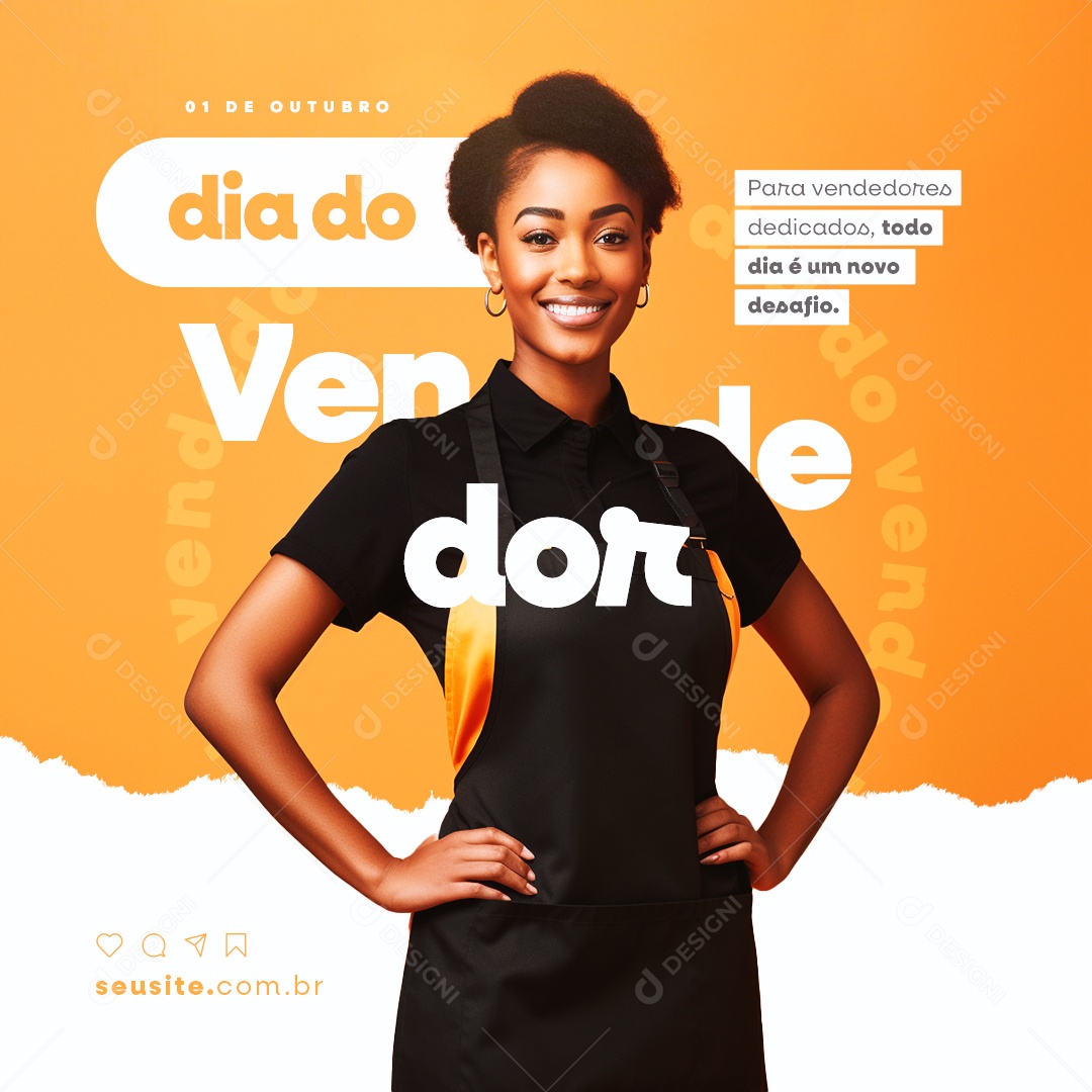 Dia Do Vendedor para Vendedores Dedicados Todo Dia é um Novo Desafio Social Media PSD Editável