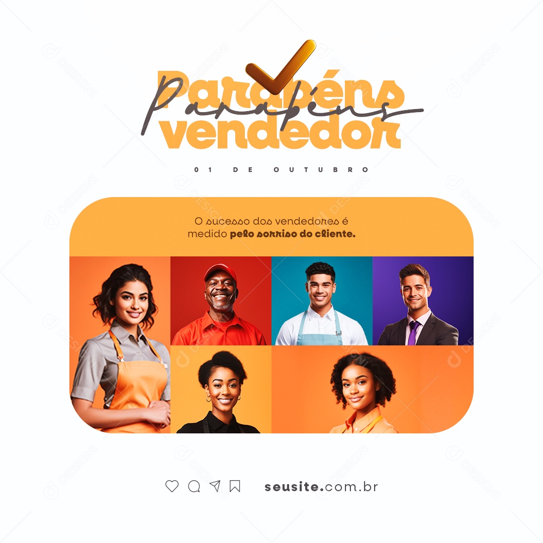 Dia Do Vendedor Parabéns 01 de Outubro Social Media PSD Editável