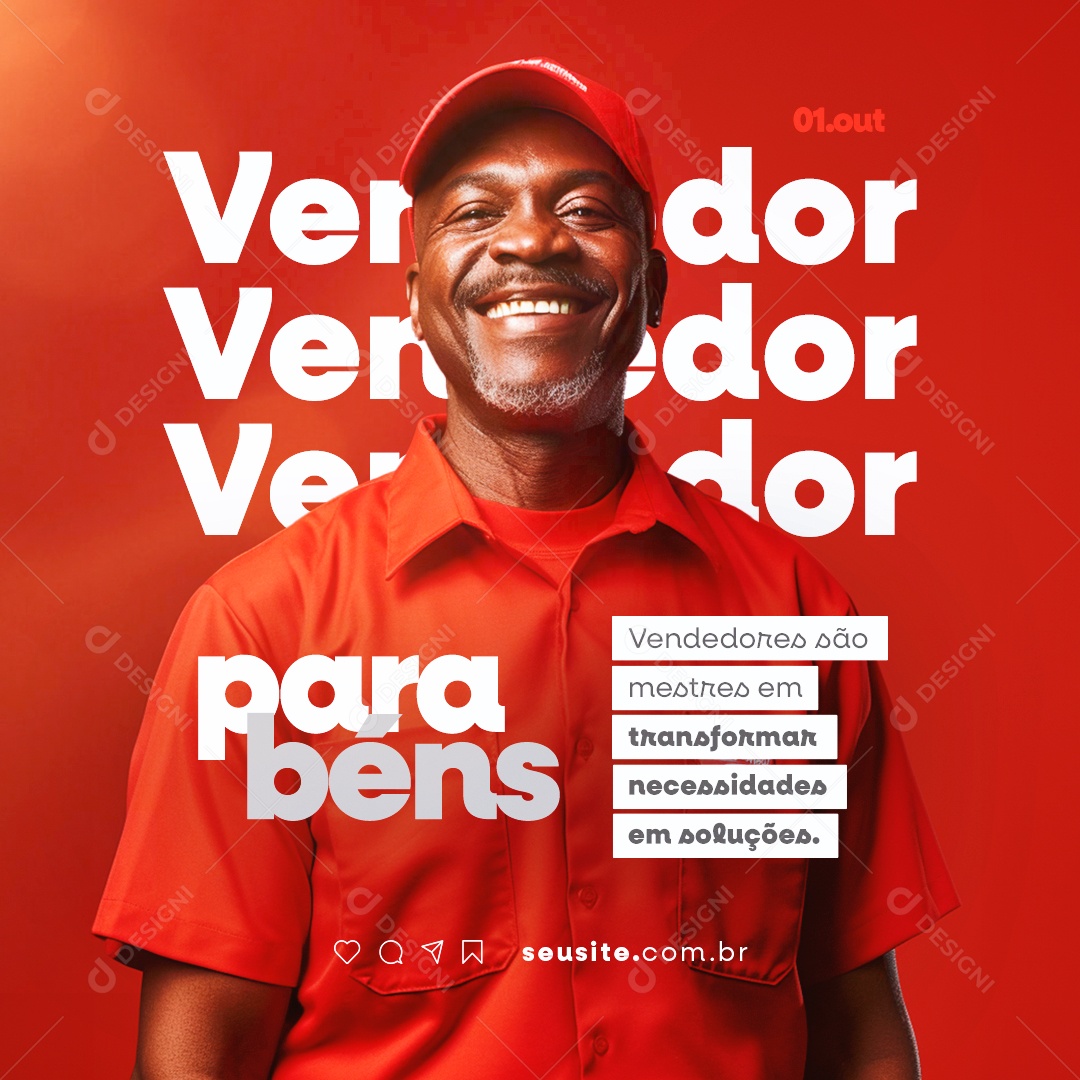 Dia Do Vendedor Parabéns 01 de Outubro Social Media PSD Editável