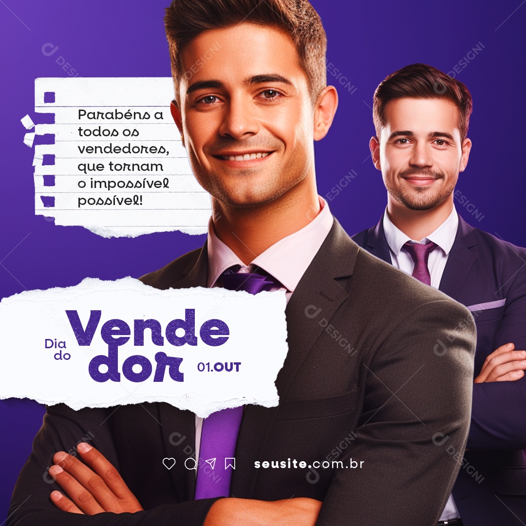 Dia Do Vendedor Parabéns a Todos os Vendedores Social Media PSD Editável