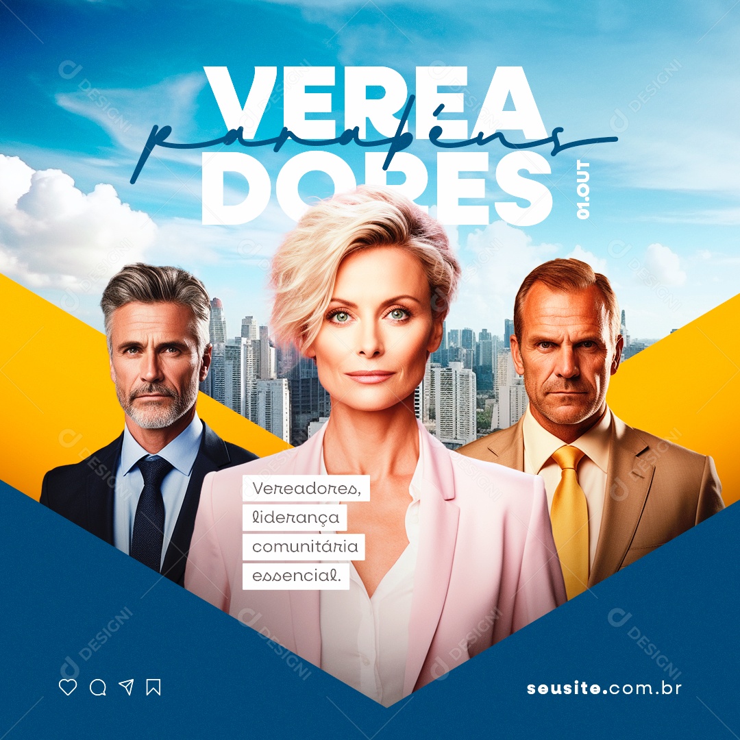 Dia Do Vereador Parabéns 01 de Outubro Social Media PSD Editável