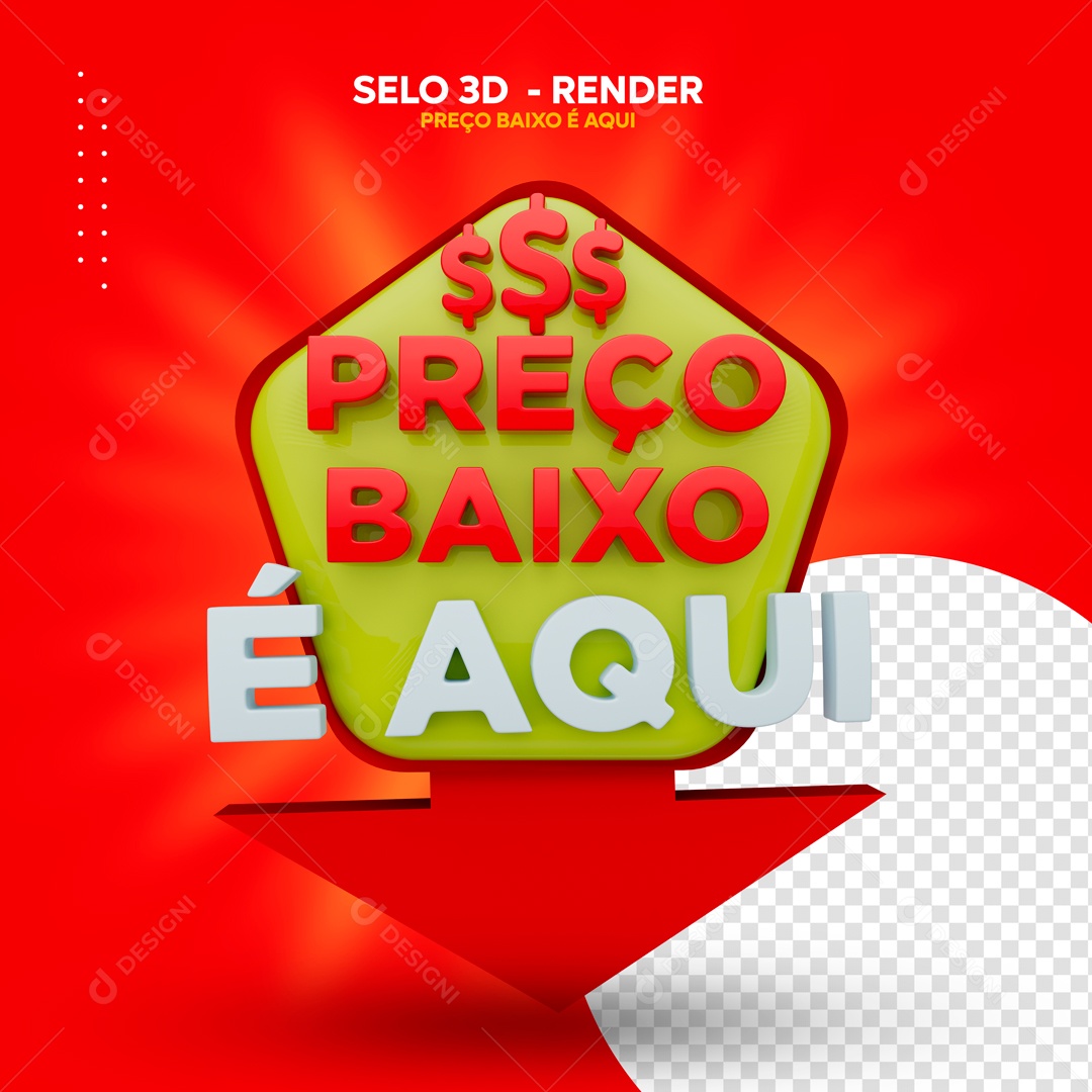 Selo 3D Preço Baixo é Aqui Para Composição PSD