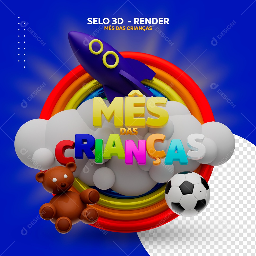 Selo 3D Mês Das Crianças Para Composição PSD
